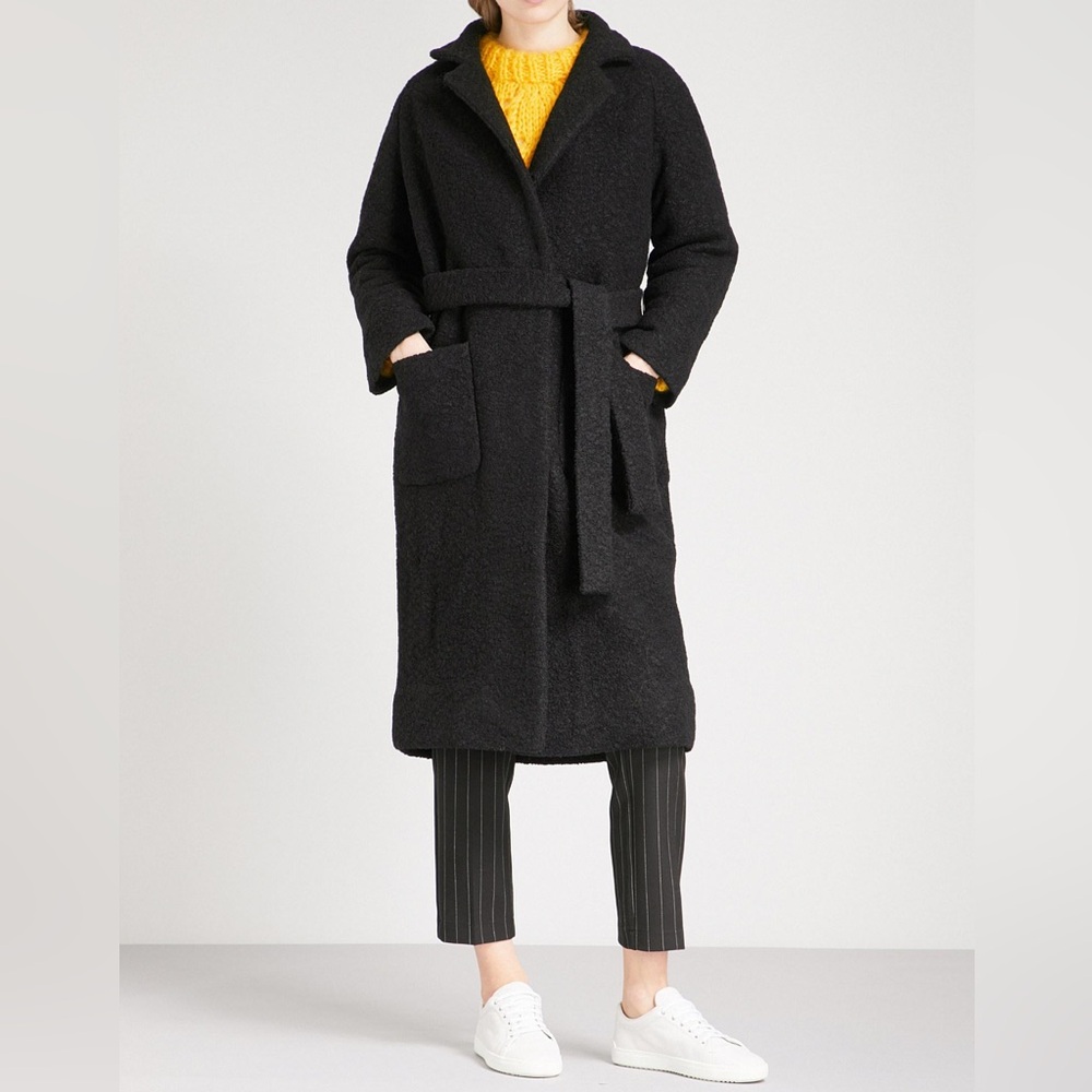 Ganni Boucle Wool Wrap Coat